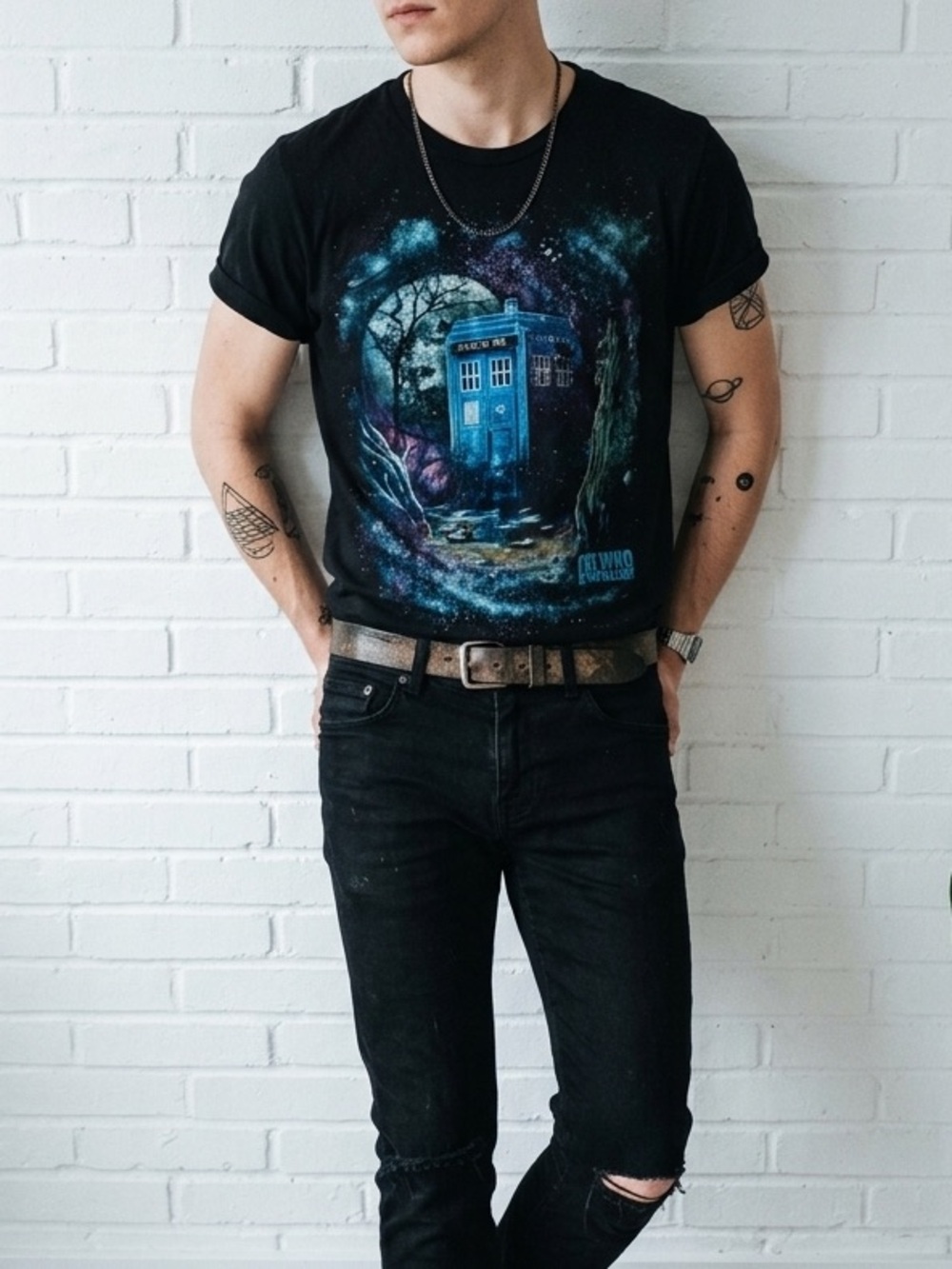 Doctor Who TARDIS Graphic Tee Small Sci Fi Nerdy Galaxy T-Shirt